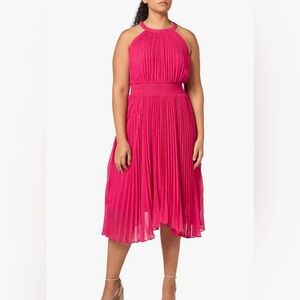 City chic Miriam pleat dress 18W. Shocking pink. New in package